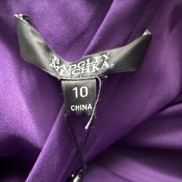 NWT Badgley Mischka 3D Flower One Shoulder Mermaid Gown purple size 10 - Picture 9 of 11